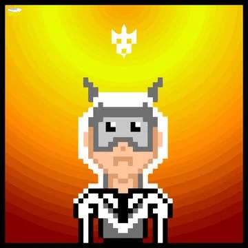 Cartoon character in pixel vector art using a color filled background Stock Illustration