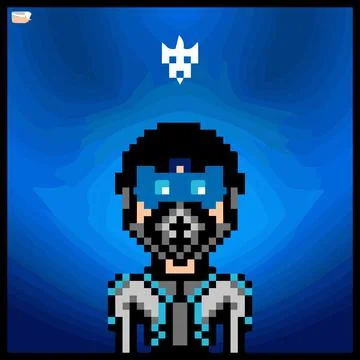 Cartoon character in pixel vector art using a color filled background イラスト素材