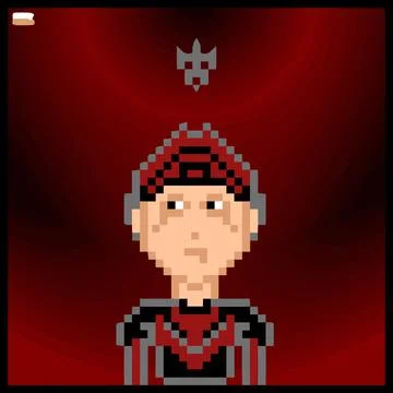 Cartoon character in pixel vector art using a color filled background Illustrazione stock