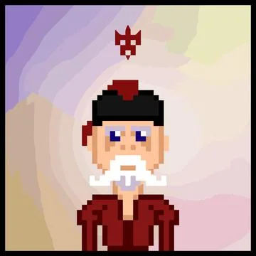 Cartoon character in pixel vector art using a color filled background Stock Illustration