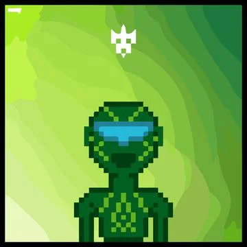 Cartoon character in pixel vector art using a color filled background Illustrazione stock
