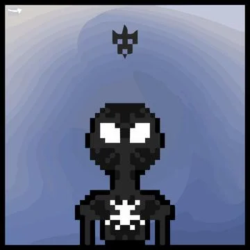 Cartoon character in pixel vector art using a color filled background イラスト素材