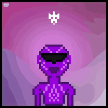 Cartoon character in pixel vector art using a color filled background Illustrazione stock