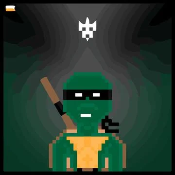 Cartoon character in pixel vector art using a color filled background Stock Illustration