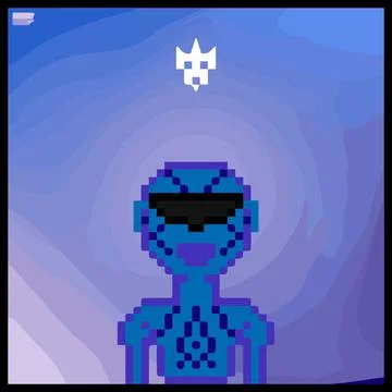Cartoon character in pixel vector art using a color filled background Illustrazione stock