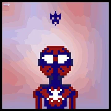 Cartoon character in pixel vector art using a color filled background Stockillustratie