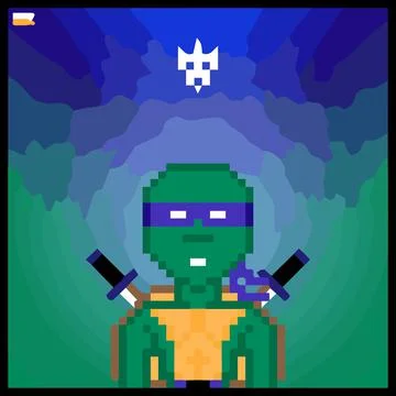 Cartoon character in pixel vector art using a color filled background Stockillustratie