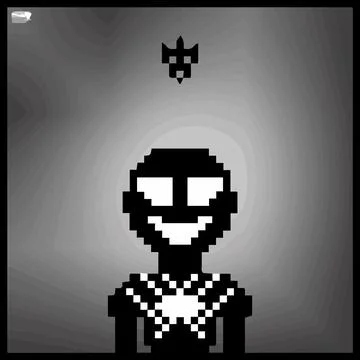 Cartoon character in pixel vector art using a color filled background Stockillustratie