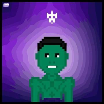 Cartoon character in pixel vector art using a color filled background イラスト素材