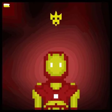 Cartoon character in pixel vector art using a color filled background Illustrazione stock