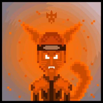Cartoon character in pixel vector art using a color filled background Stock Illustration