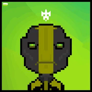 Cartoon character in pixel vector art using a color filled background イラスト素材