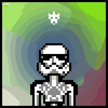 Cartoon character in pixel vector art using a color filled background 스톡 일러스트