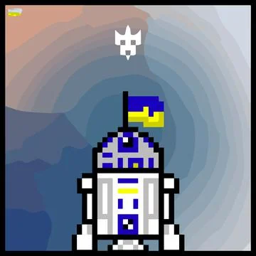 Cartoon character in pixel vector art using a color filled background Stock Illustration