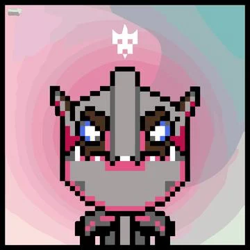 Cartoon character in pixel vector art using a color filled background Illustrazione stock