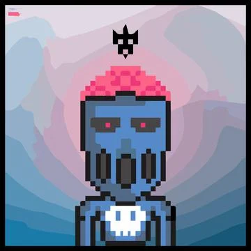 Cartoon character in pixel vector art using a color filled background 库存插图
