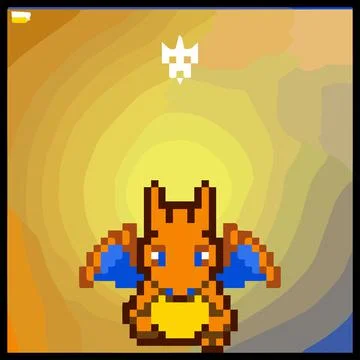 Cartoon character in pixel vector art using a color filled background Illustrazione stock