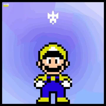 Cartoon character in pixel vector art using a color filled background イラスト素材