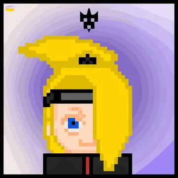 Cartoon character in pixel vector art using a color filled background Stock Illustration