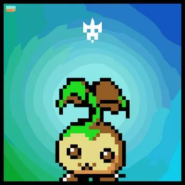 Cartoon character in pixel vector art using a color filled background Stockillustratie