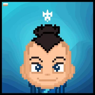 Cartoon character in pixel vector art using a color filled background Illustrazione stock
