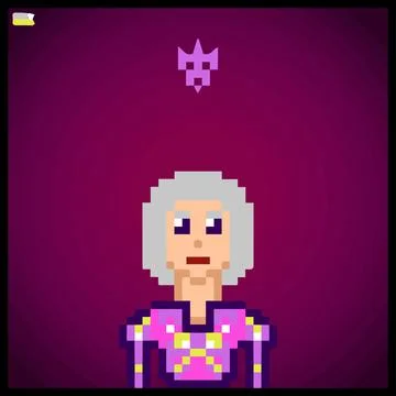Cartoon character in pixel vector art using a color filled background Illustrazione stock