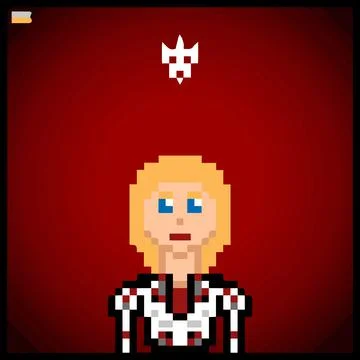 Cartoon character in pixel vector art using a color filled background Stockillustratie