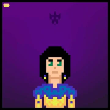 Cartoon character in pixel vector art using a color filled background Illustrazione stock