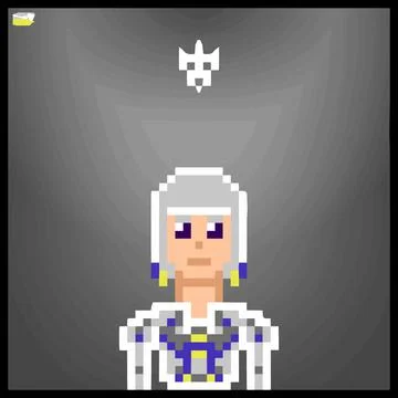 Cartoon character in pixel vector art using a color filled background Illustrazione stock