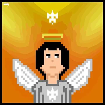 Cartoon character in pixel vector art using a color filled background Stock Illustration