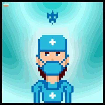 Cartoon character in pixel vector art using a color filled background Stockillustratie