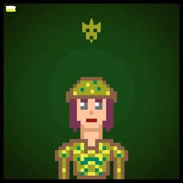 Cartoon character in pixel vector art using a color filled background Illustrazione stock