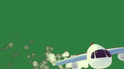 Cartoon character plane flying in the sky is through air small airplane an fl... Stock Footage 335979541