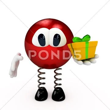 Cartoon character with present box Stock Illustration