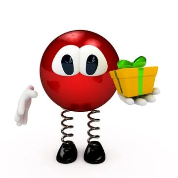 Cartoon character with present box Stock Illustration