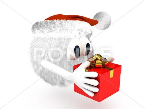 Cartoon character with present Stock Illustration