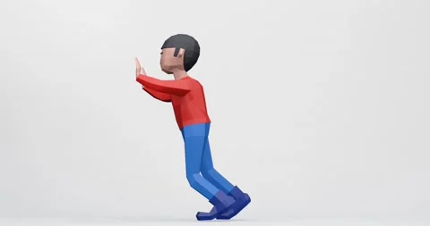 Cartoon character pushing pose Video stock 196381096