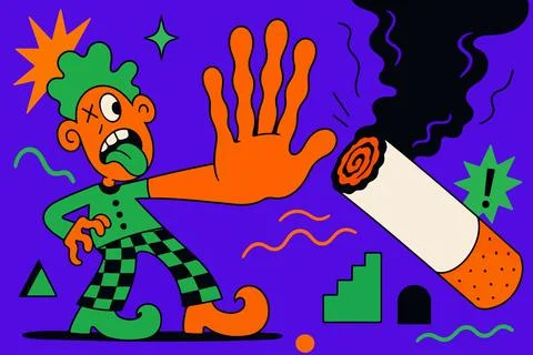 Cartoon Character Rejecting Cigarette Stock Illustration