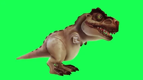 Cartoon character of the sharp  shaped shotgun is talking from the angle in gree Video stock 245358188