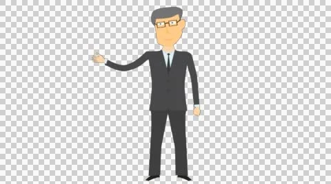 Cartoon character shows something alpha 02 Stock Footage 49033583