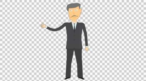 Cartoon character shows something alpha 04 Stock Footage 49033584