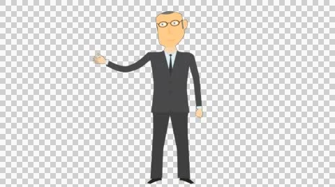 Cartoon character shows something alpha 05 Stock Footage 49033585
