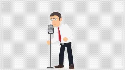 Cartoon character singing with microphone. Stock Footage 310993970