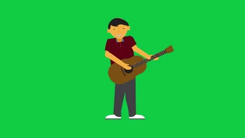 Cartoon Character Singing &amp; Playing Guitar Loop Stock Footage 309771748