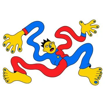 Cartoon Character with Stretched Limbs Stock Illustration
