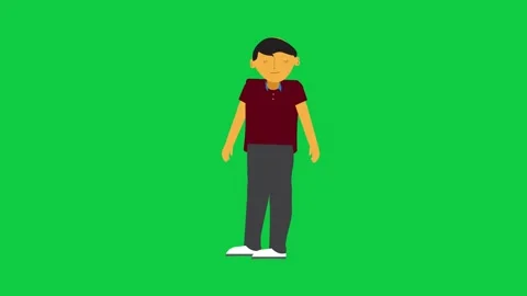 Cartoon Character Tilting Head with Body Movement Loop Stock Footage 309771745