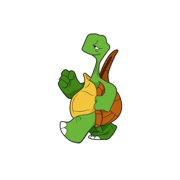 Cartoon character. The turtle goes forward. Isolated on white background. Ani Stock Illustration