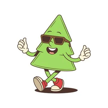 Cartoon Character Vector Illustration Of Cool Christmas Tree Mascot Walking.. Stock Illustration