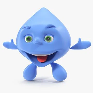 Cartoon Character Water Drop Smiling 3D Model 3D Model
