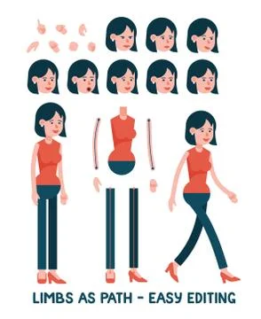 Cartoon character woman in pants Stock Illustration